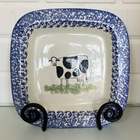 Molly Dallas Blue Spatterware Pottery - Blue and White Serving platter dish - Picture 1 of 9